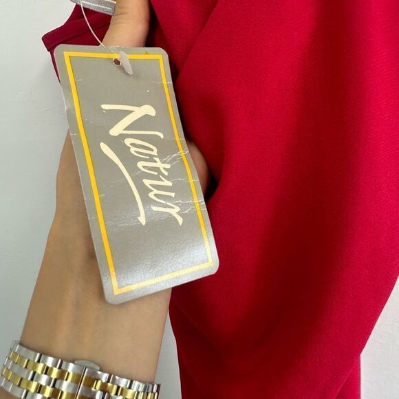 Vintage 90'S Red Spaghetti Strap High Front Leg Slit Lace Up Midi Dress Size S - Picture 9 of 10